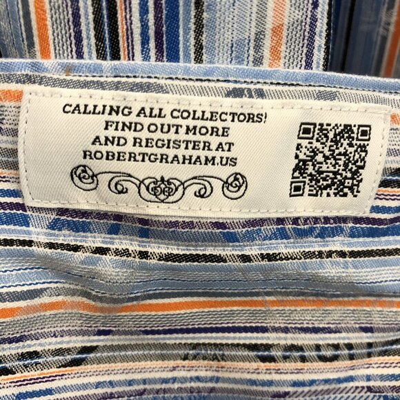 Robert Graham Striped Long-Sleeve Button-Down Shirt Paisley Flip Cuffs Size XXL - Picture 6 of 9